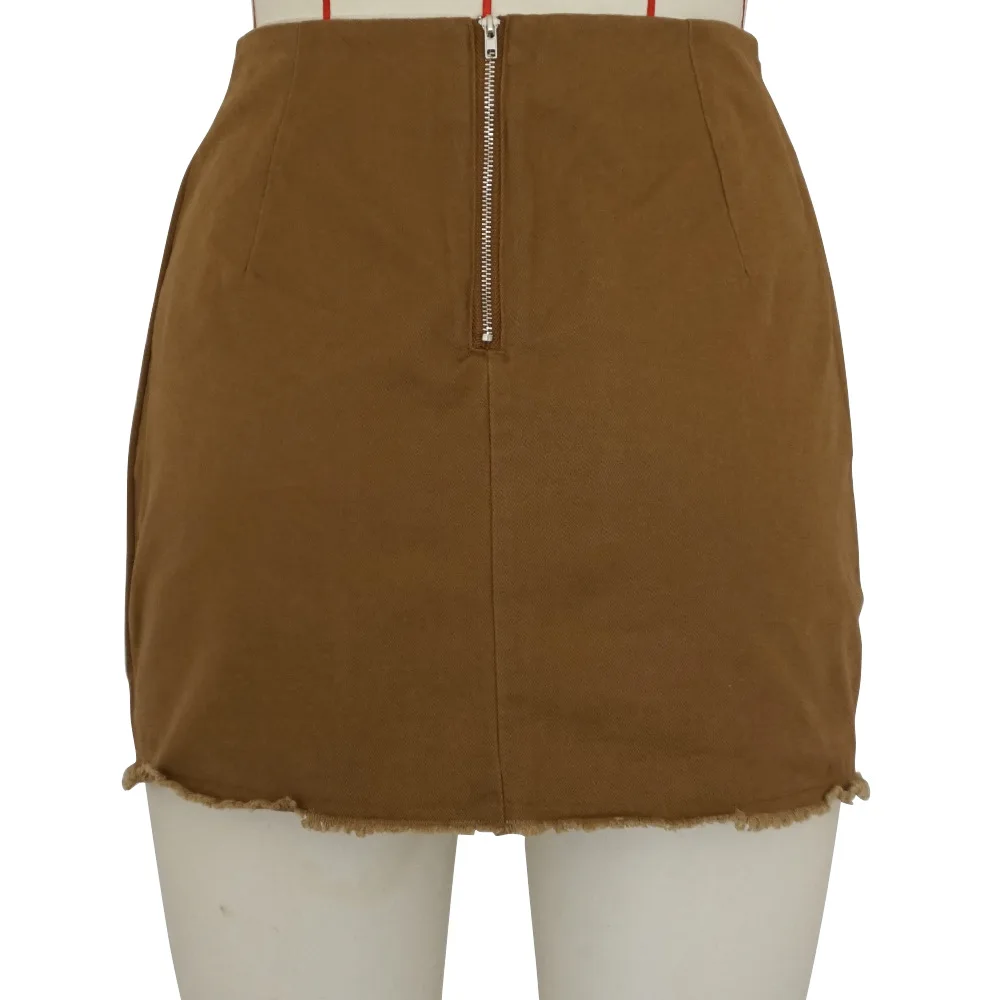 Летние кружевные Джинсы женские Мини Асимметричные Юбки Высокая талия молния