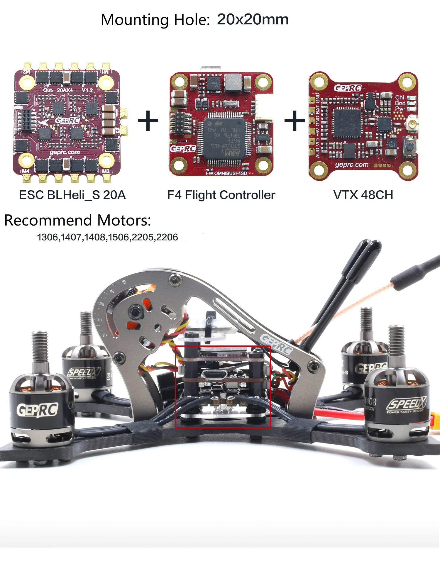 GEPRC стабильный F4 мини Летающая башня F4 управление полетом Betaflight+ 12A/20A BLHELI-S 4в1 ESC+ 48CH 200 мВт VTX для микро дрона FPV