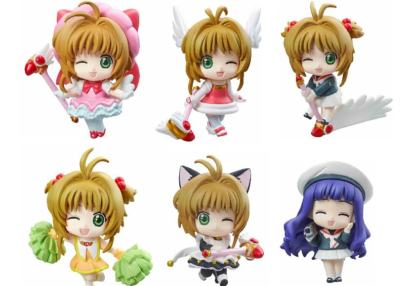 Аниме 5 см 6 шт./компл. Cardcaptor Sakura Мини фигурки Kinomoto Daidouji Tomoyo ПВХ Фигурки игрушки