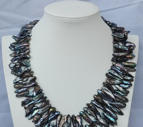 Ddh003650 2strds натуральное черное ожерелье с жемчугом keshi скидка 28|pearl necklace|keshi pearl