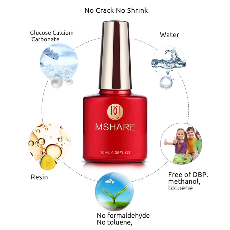 MSHARE 10 мл резиновая основа пальто + 8 ML Нет протирание чистка Top Coat УФ гель для