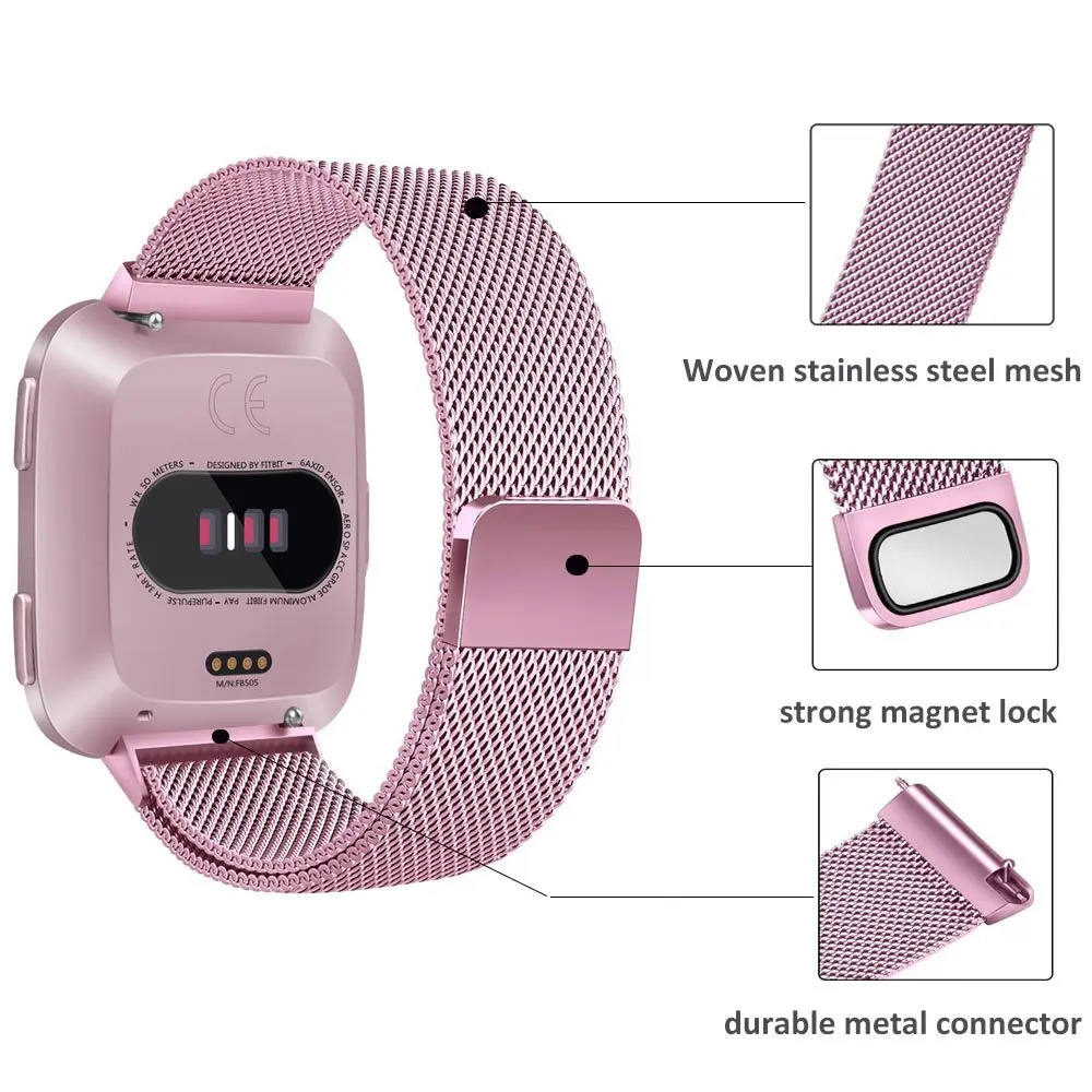 Essidi Миланский Браслет ремешок для Fitbit Versa 2 умный ремешок из нержавеющей стали часы петля Замена для Fitbit Versa Lite