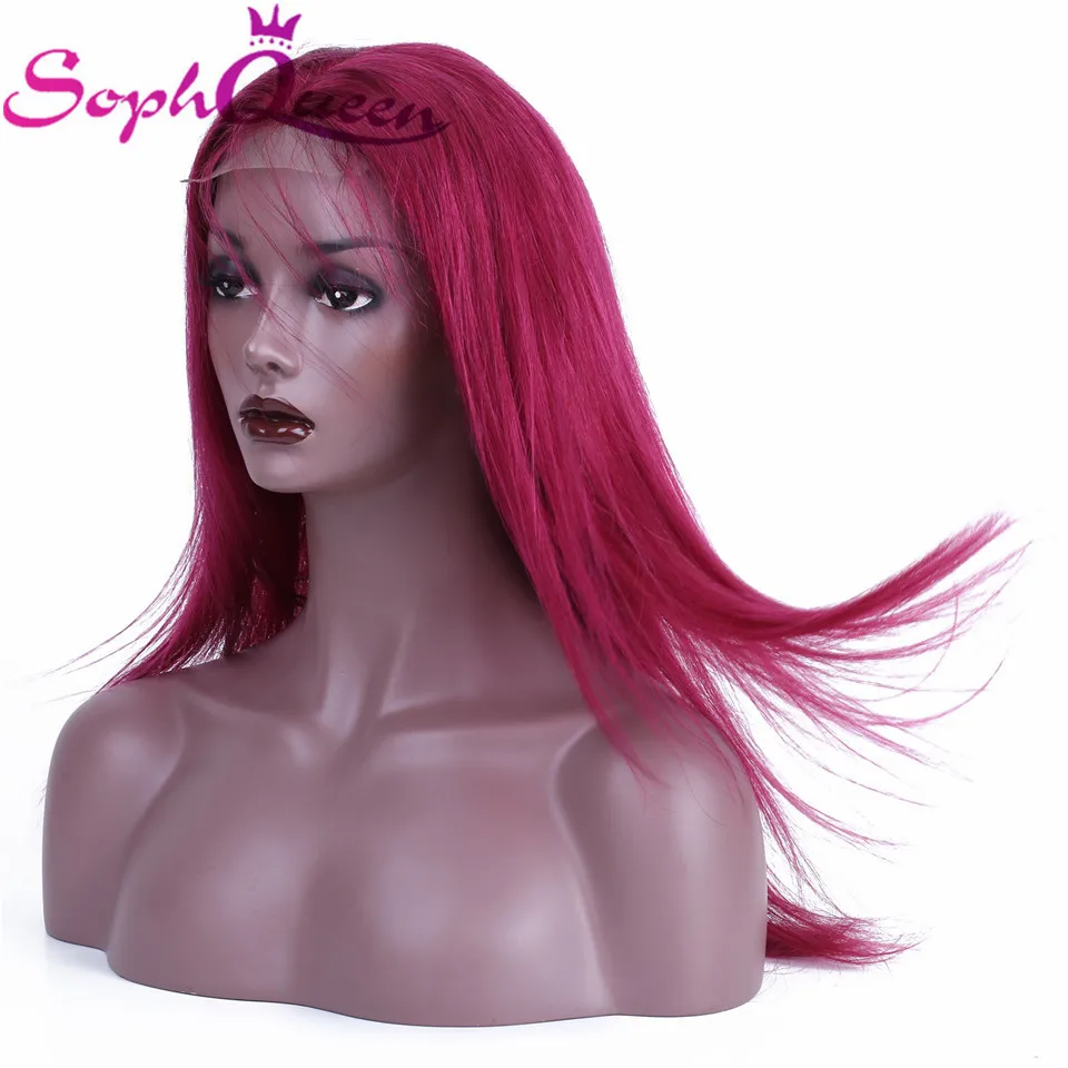 Парики из натуральных волос на шнурках Soph queen 4*4 бордовый 1B/бордовый 1B/27 99J цвет перуанский нереми прямые человеческие волосы парик