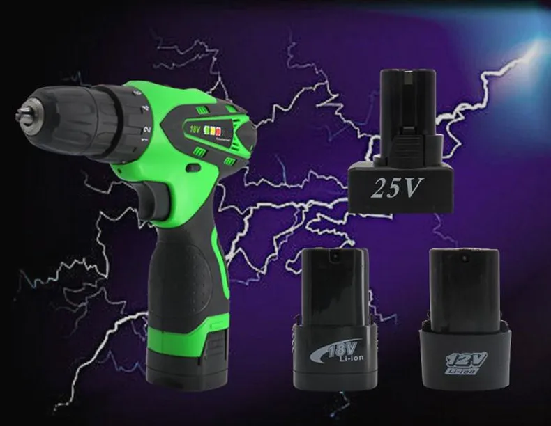 XLTOWN 25 v электрическая дрель с 2 батареями многофункциональная перезаряжаемая