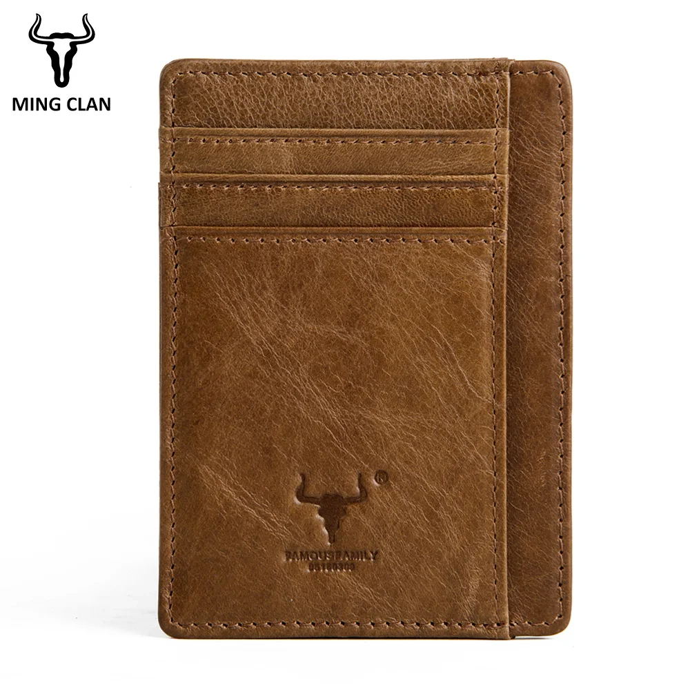 MingClan Genuine Leather Unisex Business Card Holder Wallet Bank Credit Card Case ID Holders Women Purse Card Holder Porte Carte