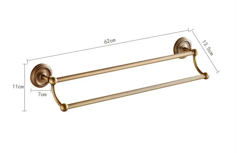 Античная бронзовая/Золотая отделка для туалета латунная двойная вешалка