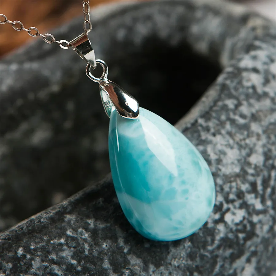 Натуральный Синий Ларимар камень с водным узором подвеска AAAA 25x16x8 мм |