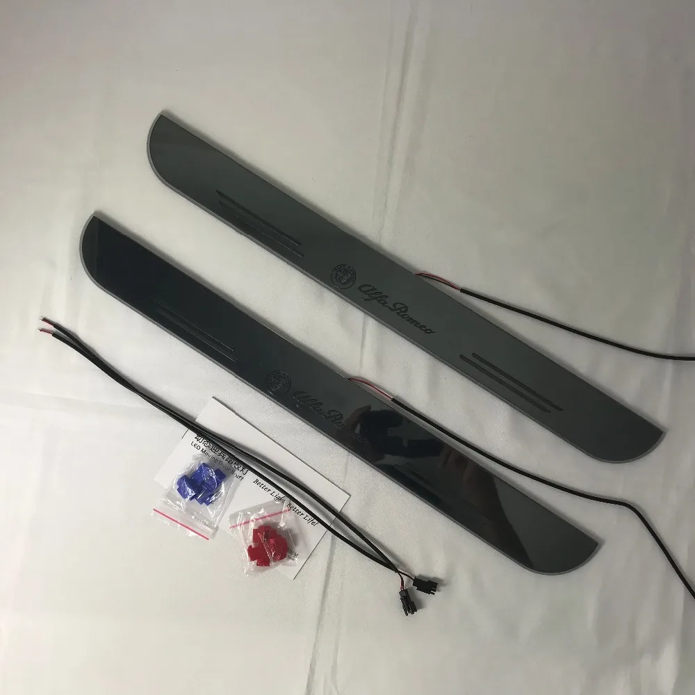 RQXR led движущиеся двери потертости для alfa romeo динамический порог пластина Добро пожаловать лампа плоская подкладка наложения потока/фиксированный свет, 2 шт