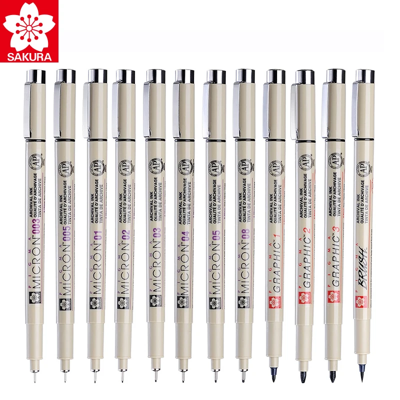 Sakura Pigma Micron 005 fineliner черные чернила для ручки Art 01 02 03 04 05 08 кисть маркер пигментные чернила для художника чернил ручки