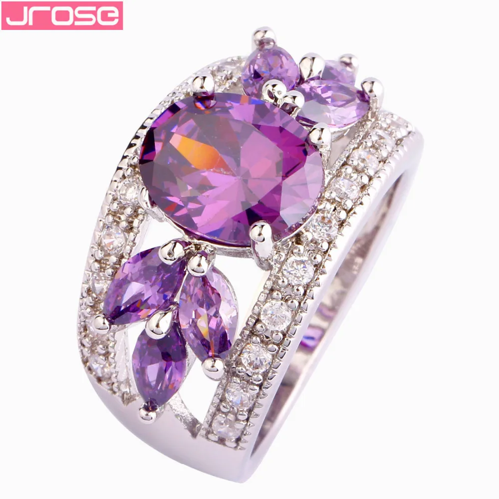 JROSE женское и мужское кольцо круглая огранка фиолетовый белый цвет Размер 6 7 8 9 10 11