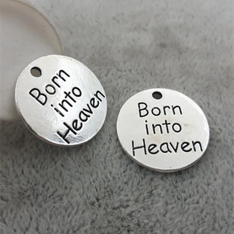 Высокое качество 20 шт./лот диаметр 18 мм с буквенным принтом Born into heaven подвеска в