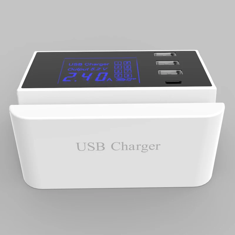Зарядная Станция со светодиодным дисплеем адаптер для зарядки 4 USB-порта