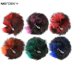 Zerosky Супер длинная Анальная пробка с лисьим хвостом Анальная пробка Женская эротическая силиконовая Анальная пробка с лисьим хвостом