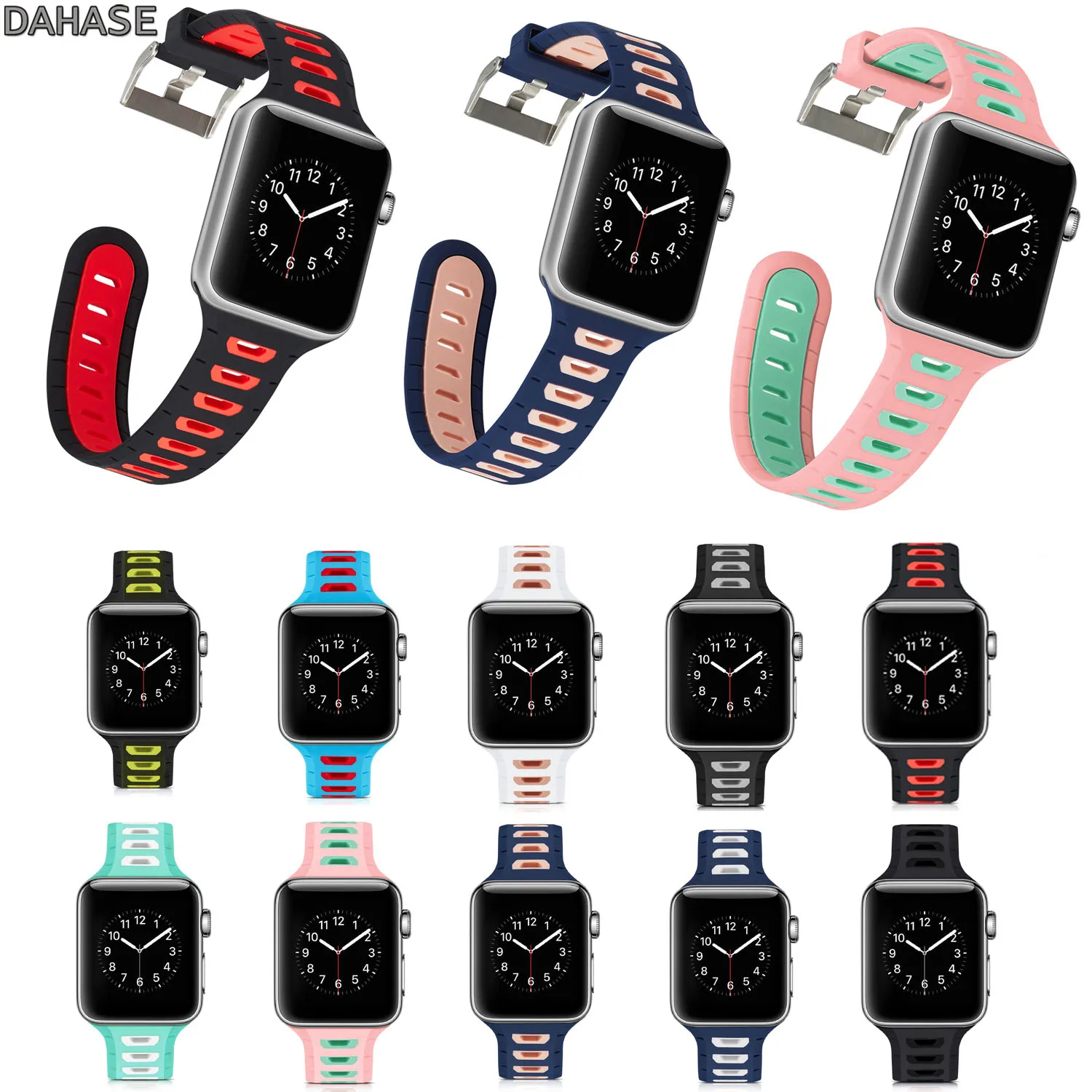 Ремешок спортивный DAHASE для Apple Watch 2 цвета силиконовый ремешок серии 1/2/2 42 мм 38