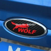 2 x new design car styling car logo cover sticker carbon fiber vinyl decal wolf emblem for ford focus mk 1 focus mk 2