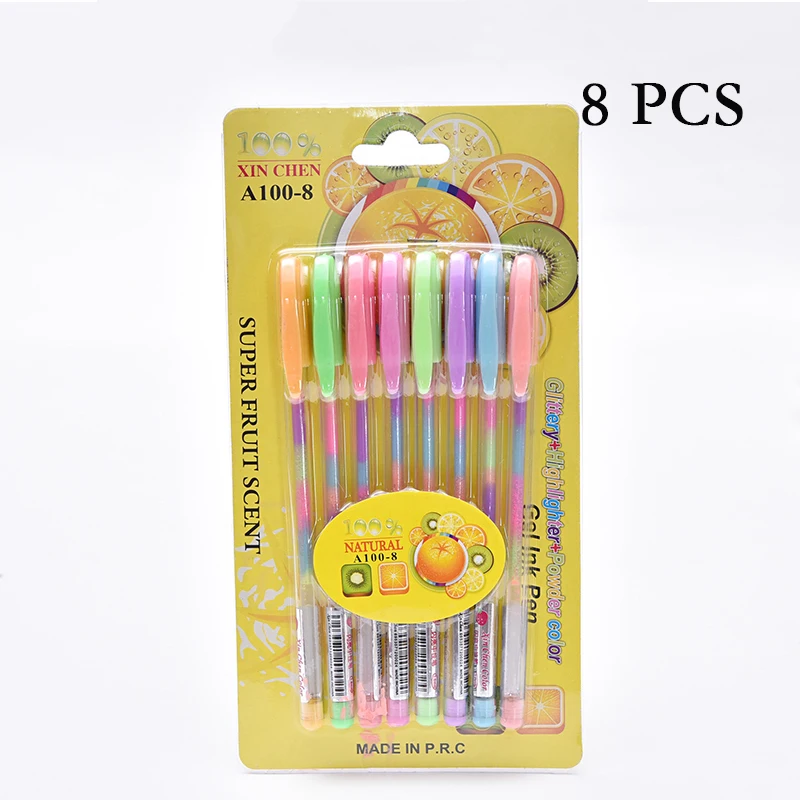 8 Pcs package B 0,8 мм Радужный Цвет Сменные стержни для ручек набор каваи блестящая гелевая ручка Вода Мел Ручка-маркер для Рисование граффити ручка школьная поставка - Цвет: 8 Pcs package B