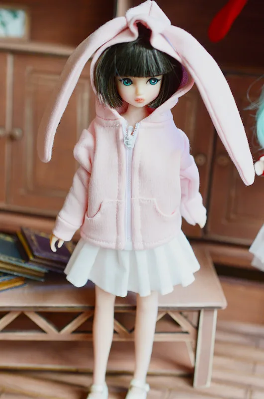 Пальто на молнии с кроличьими ушками используемое для куклы Azone Momoko Licca redberry Blyth doll