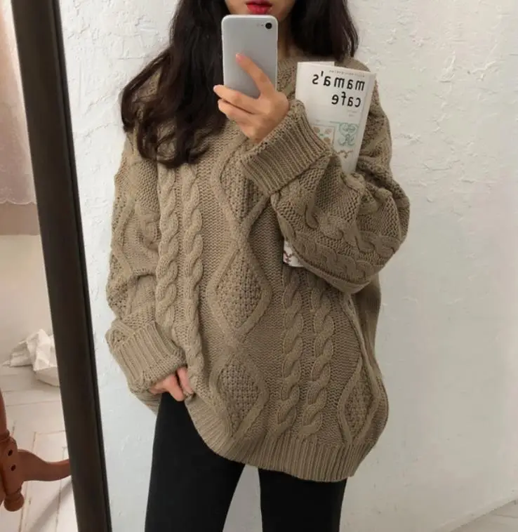 Winter Fashion Wool Vintage o-neck Women Pullovers Sweater Knitted Sweaters Lovely | Женская одежда