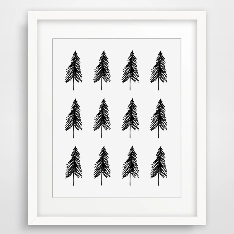 Скандинавские деревья Скандинавское минималистичное искусство датские узор