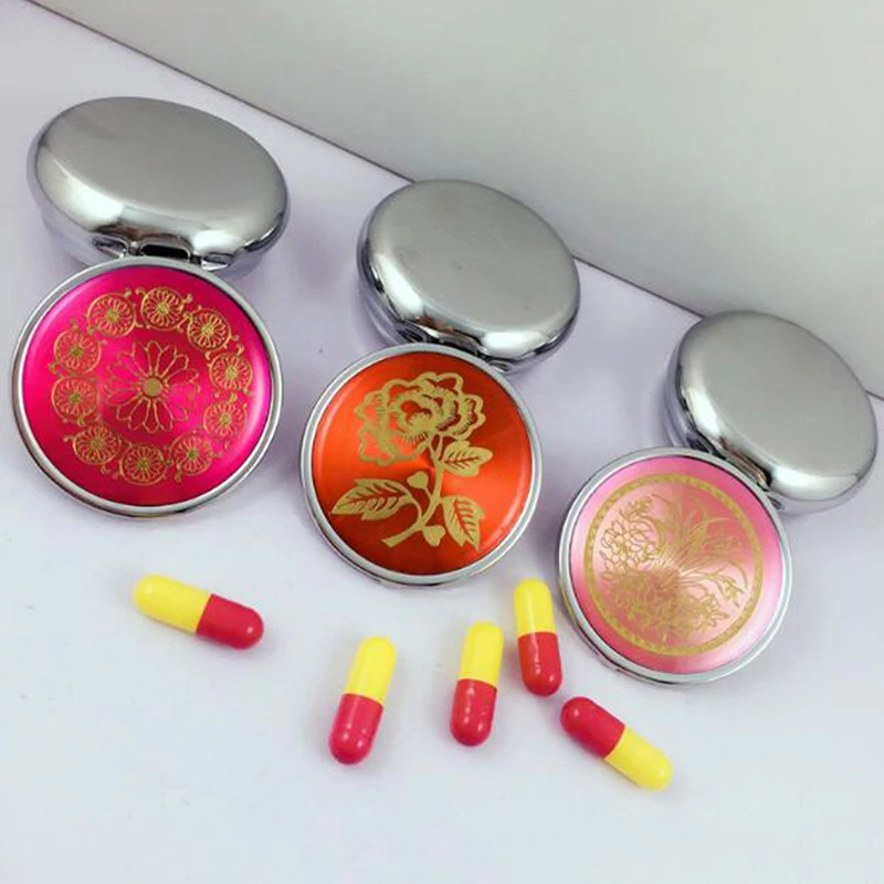 1 шт. складной контейнер для лекарств с круглым цветочным принтом|Таблетницы и