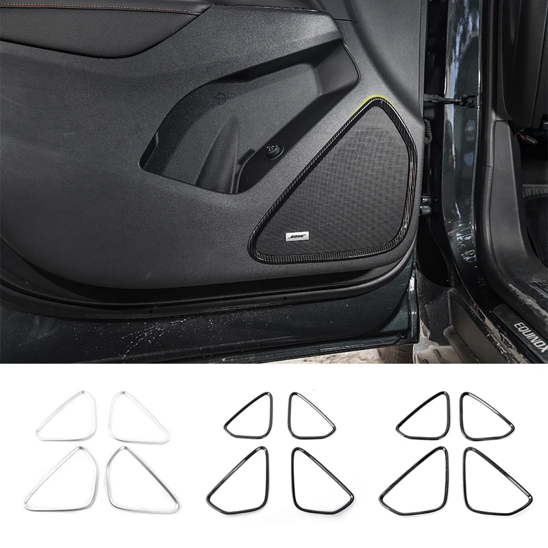 

SHINEKA New Arrival Interior Door Speaker Decoration Ring Trim Cover Frame ABS Carbon Fiber for Chevrolet Equinox 2017+