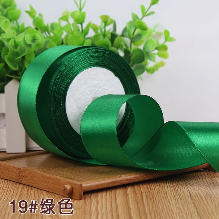 green 25 ярдов 22M 6/10/15/20/25/40/50 мм шелковой атласной лентой лук крафт Свадебный декор для рождественской вечеринки украшения DIY подарочная упаковка - Цвет: green