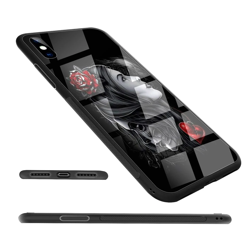 Lavaza мексиканский череп Девушка закаленное стекло ТПУ чехол для iPhone XS Max XR X 8 7 6 6S Plus