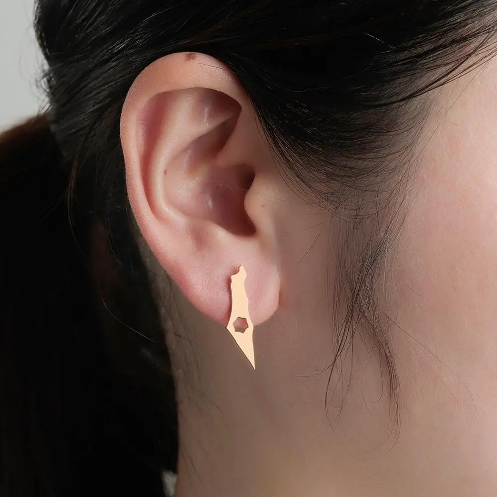 Женские серьги Chandler из нержавеющей стали с изображением карты Израиля Звезда