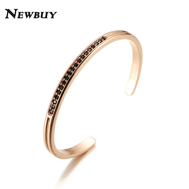 NEWBUY 2020 Модная медная Открытые Браслеты для женщин черные кубические циркониевые