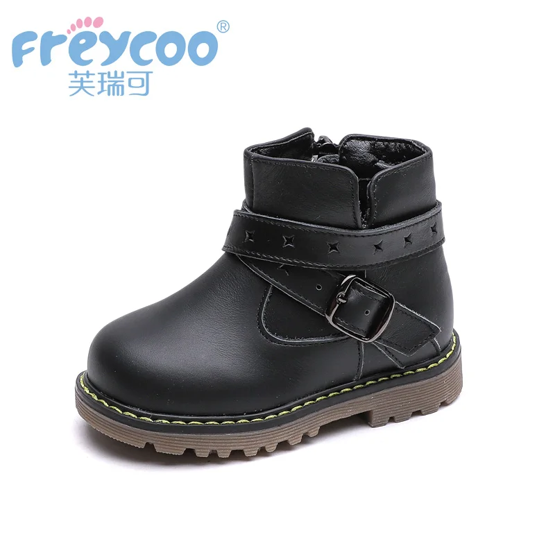 Freycoo 2018 модная зимняя обувь для детей девочек и мальчиков Коускин Натуральная