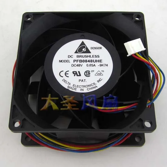 

Original Delta PFB0848UHE 48V 0.65A 8CM 8038 four-wire PWM speed control Cooling Fan