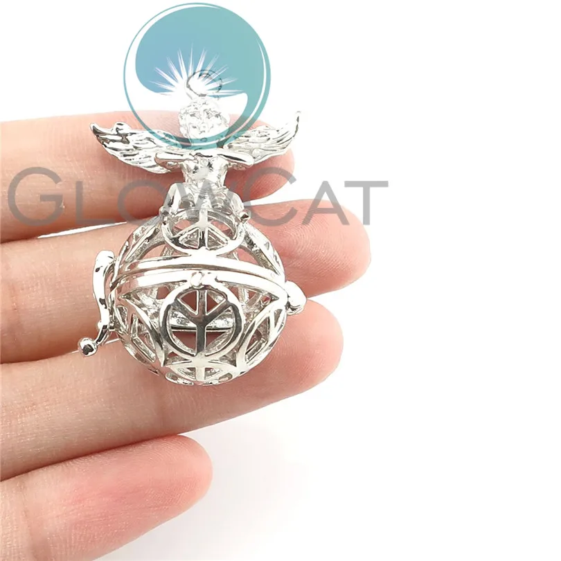 1 шт. серебряный цвет молитвенные крылья богини сердце цветок шар лава скала