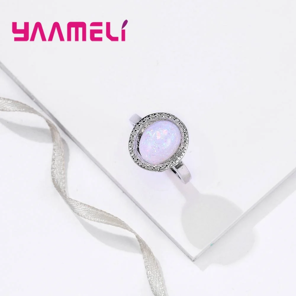 Модные овальные кольца с большим огненным опалом для женщин 925 Чистое дешевое