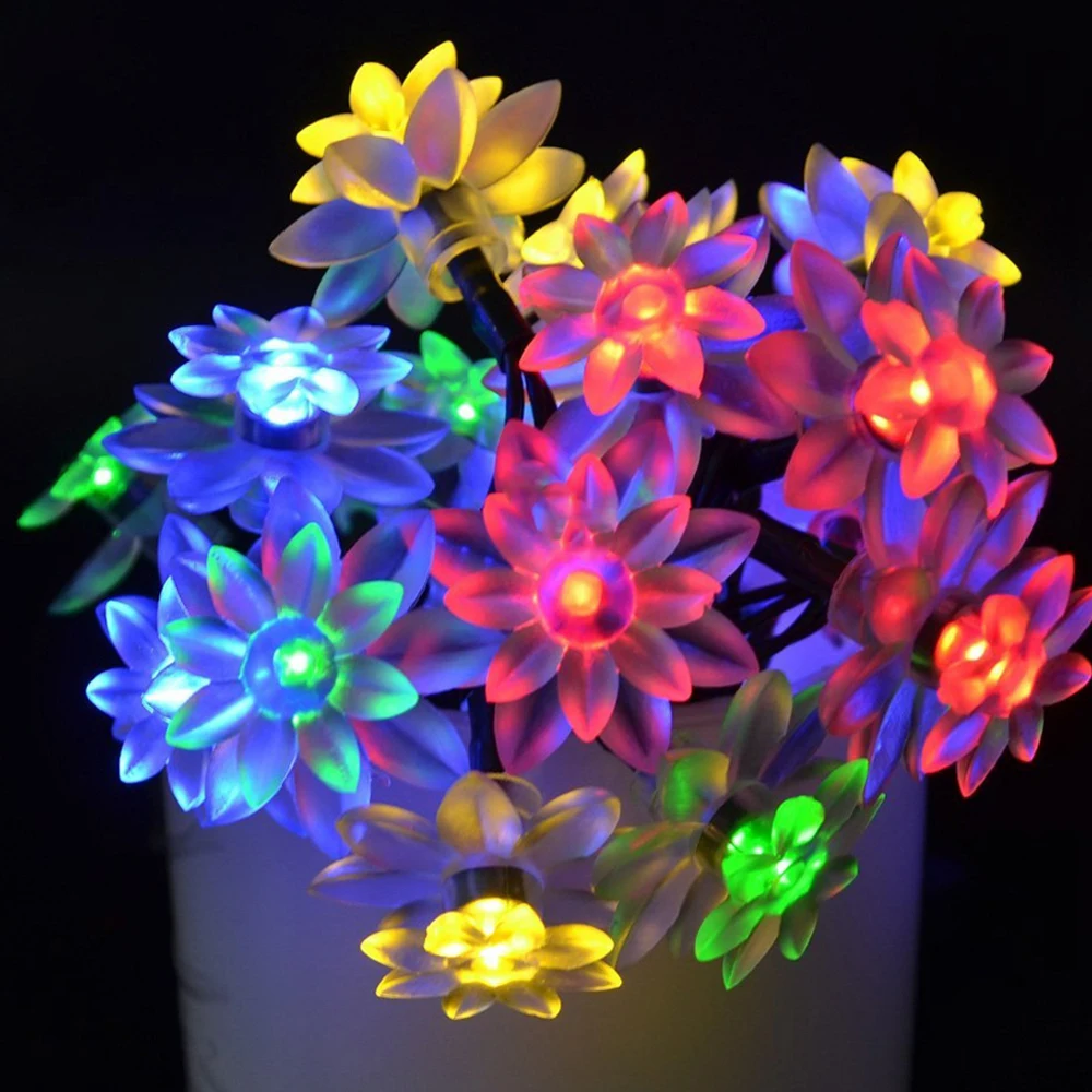 Tdrshine Солнечный свет строка 30LED открытый гирлянды двойной лотос огни Строка