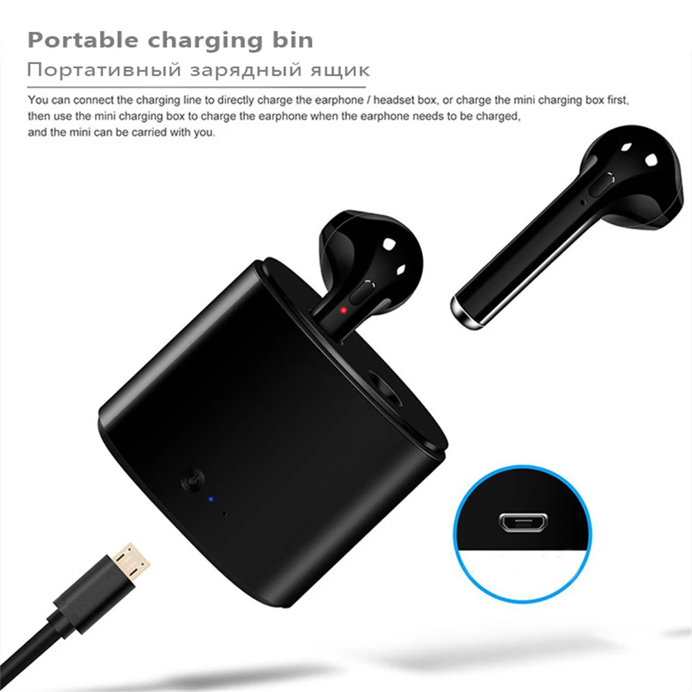 I7s TWS мини беспроводные Bluetooth наушники стерео наушники-вкладыши с зарядной коробкой микрофон для всех смартфонов не i10 i9 i13