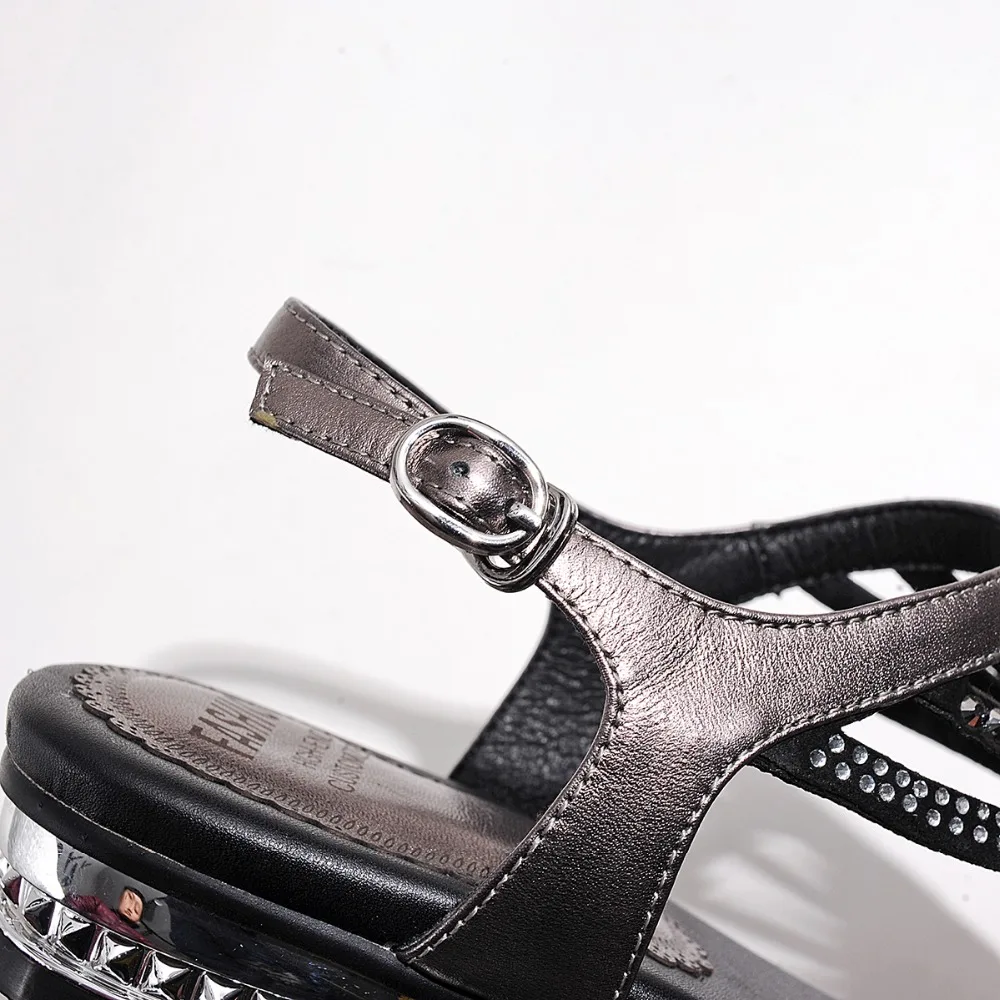 Женские вьетнамки из натуральной кожи с Т образным ремешком сандалии на плоской