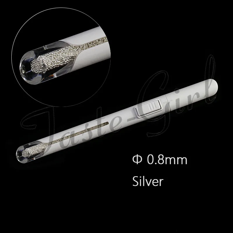 0.8mm silver 1 шт розовый золотой серебряный черный металлический Бисер для нейл-арта точечная ручка Стразы ручка слиток ручка для ногтей стальной шарик для хранения Маникюрный Инструмент - Цвет: 0.8mm silver