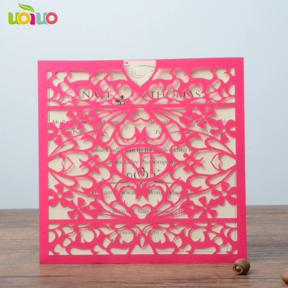 

50pcs blush pink 50th wedding anniversary invitation card, laser cut paper birthday invitations