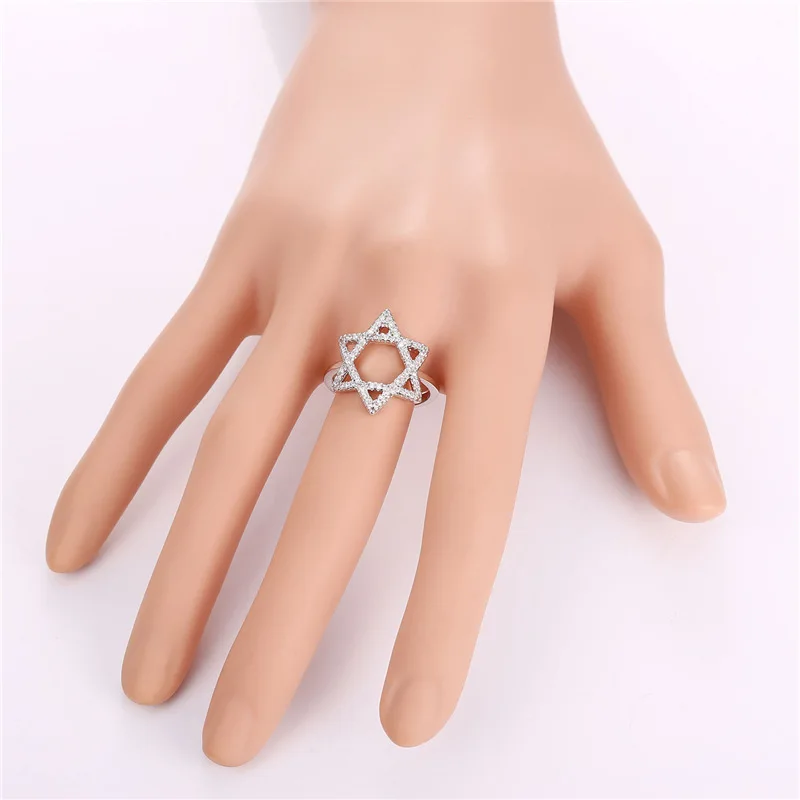 Женское кольцо с кубическим цирконием Collare Magen David Star золотое/серебряное