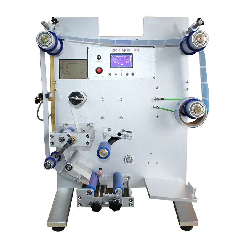 Полуавтоматическая точное позиционирование две стороны клей круглые бутылки