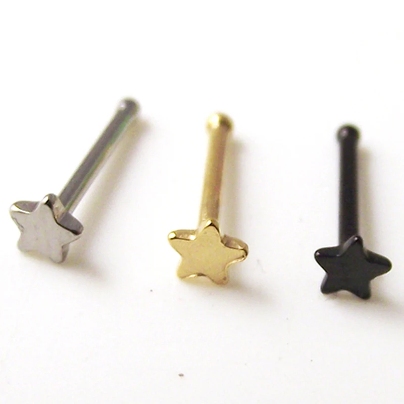 2 шт. 0 8x8x3 мм Панк Золото Черная звезда кольцо в нос любовь носовые кольца шпильки