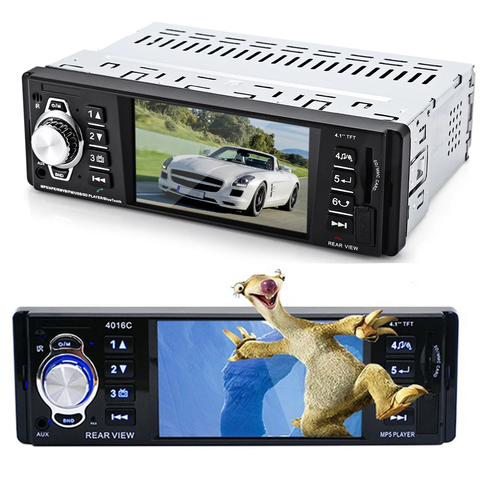 1 Din автомобильный MP5 плеер 4 &quotHD дисплей Автомобильный видео радио аудио с FM USB SD AUX