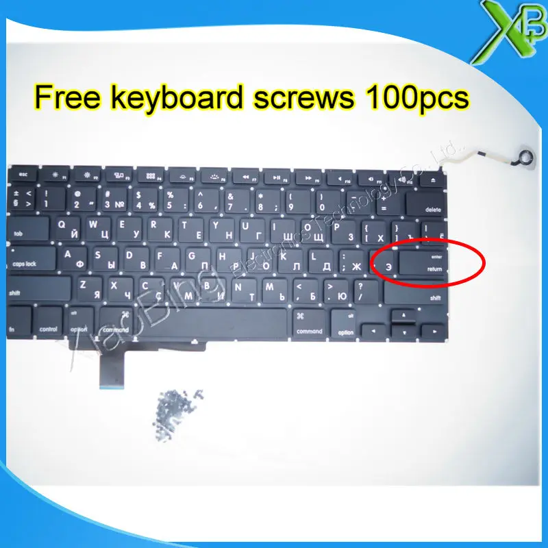 Совершенно новая русская клавиатура A1297 для MacBook Pro 17 1 дюйма маленькая Enter RS + винты