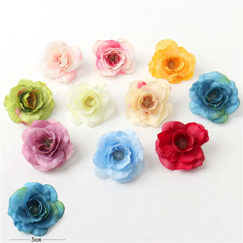 Новинка 10 шт. искусственных цветов 5 см шелковые розы свадебные вечерние