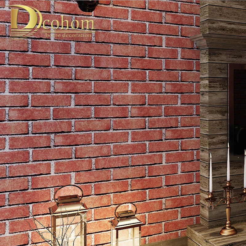 Рулонная виниловая винтажная 3D Бумага из искусственного кирпича ПВХ ретро