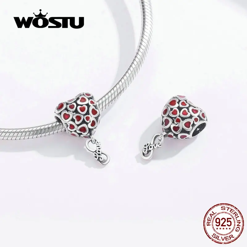 Серьги подвески WOSTU Infinity Love в виде сердца из стерлингового серебра 925 пробы с