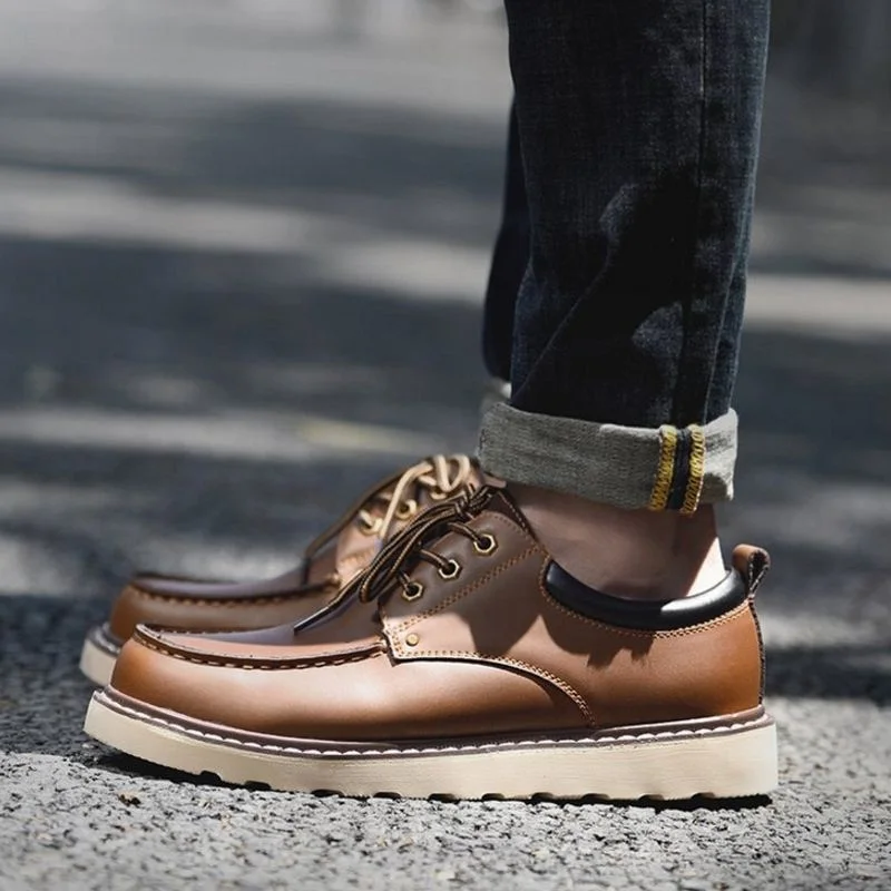 TAOFFEN Fashion Men Trend Derby Casual Shoes High Quality Lace Up Flats Daily Business Male Footwear Size 38-44 | Обувь