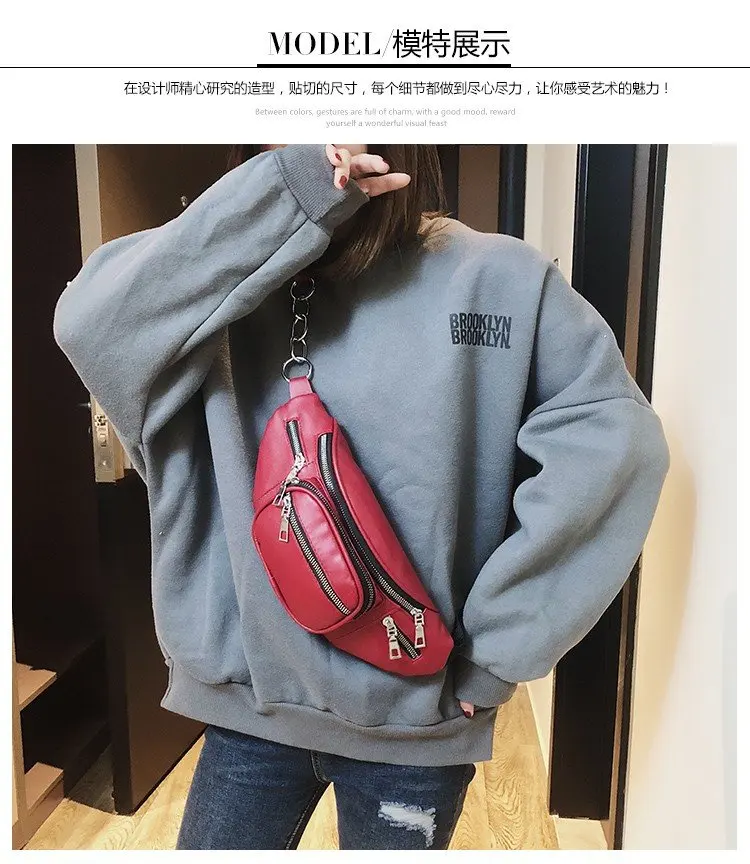 Oeak New Women Waist Bag Multifunction Women Waist Fashion Leather Phone Bags Small Belt Bag Cool Packs Women