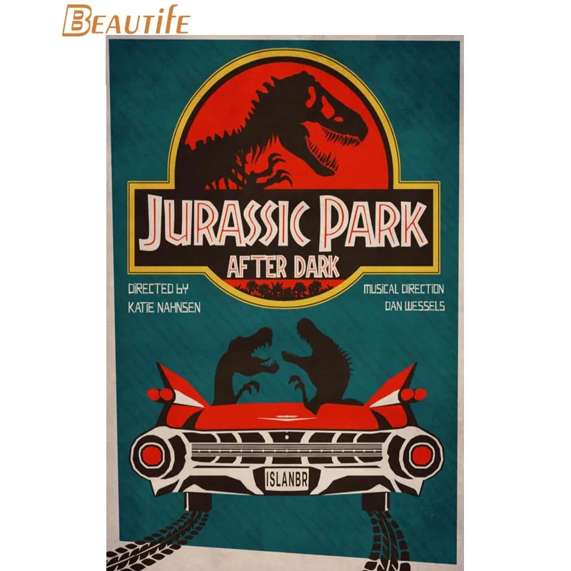 Новинка футболка с принтом Jurassic Park плакат ткань Шелковый украшения дома
