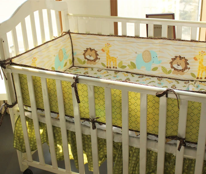 

5PCS Newborn baby bedding bed around kit de berço Cot bedding set four sides bumpers Nursery bedding ,(4bumper+bed cover)